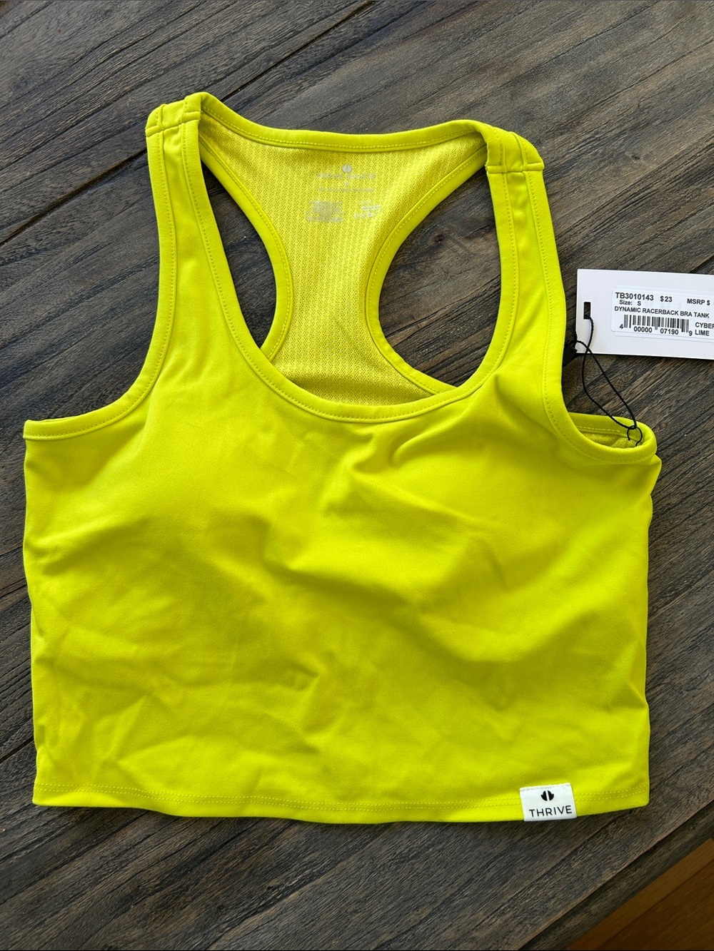 Thrive Neon Lime Racerback Crop Sports Bra